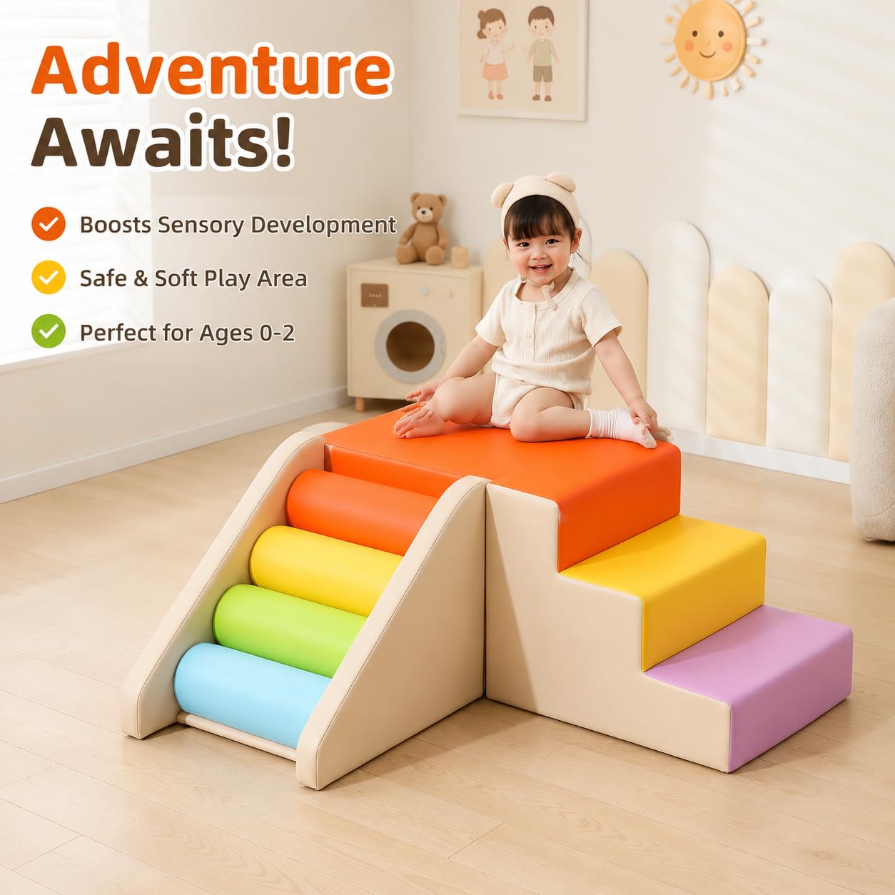 Blocchi Morbidi Arrampicata Bambini, style to 1 | schiuma, antibatterico, ignifugo, resistente ai graffi, facile da pulire, certificazione 3C, per la crescita, per gattonare