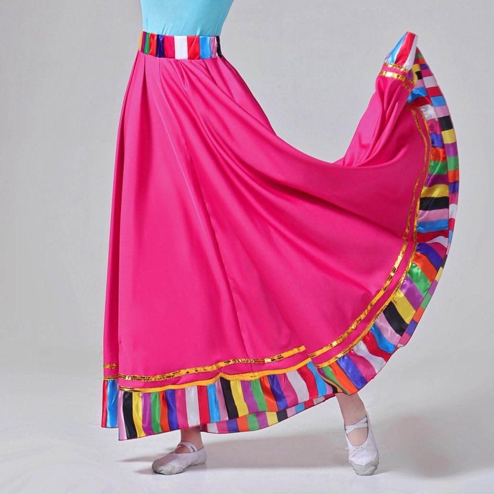 Gonna Ballo in Stile Messicano Gonna Grande Altalena Gonna Colorata di Flamenco Spagnolo Costume Danzatrice del Ventre per Spettacoli di Danza Popolare Messicana