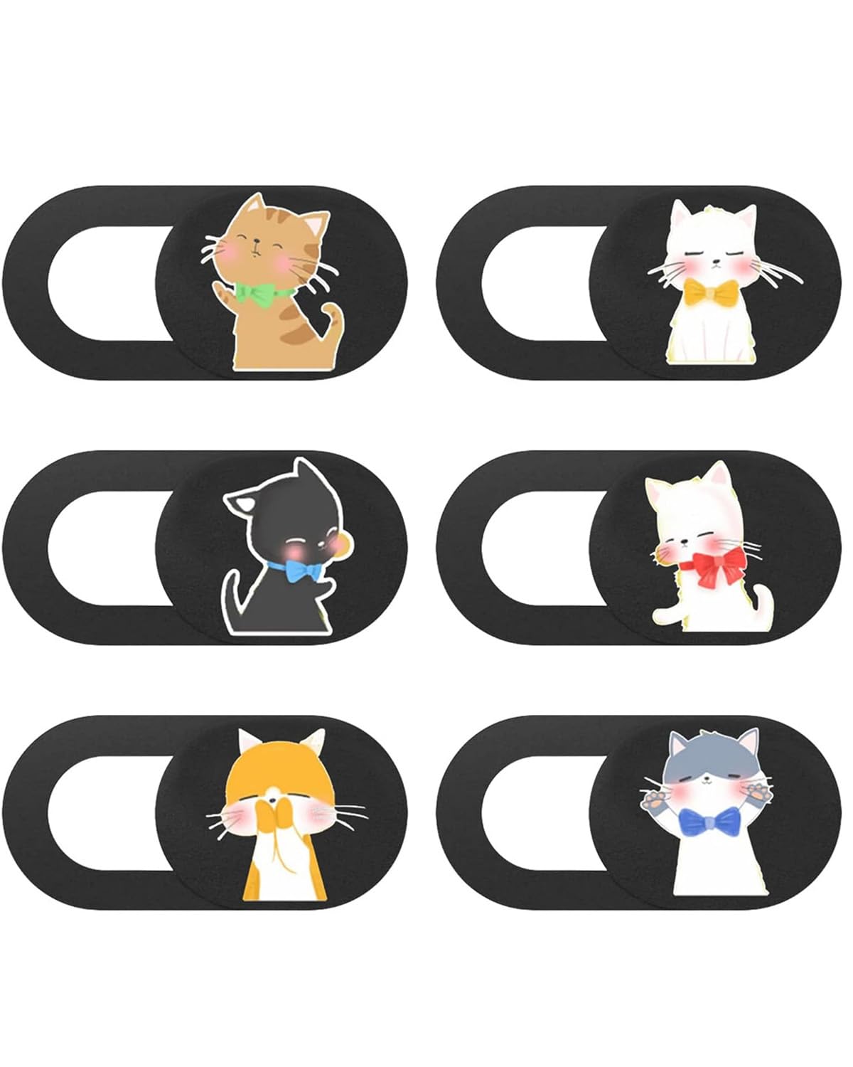 Copri Webcam Gatto Confezione da 6 in Plastica Scorrevole – Protezione Privacy Anti-Spionaggio