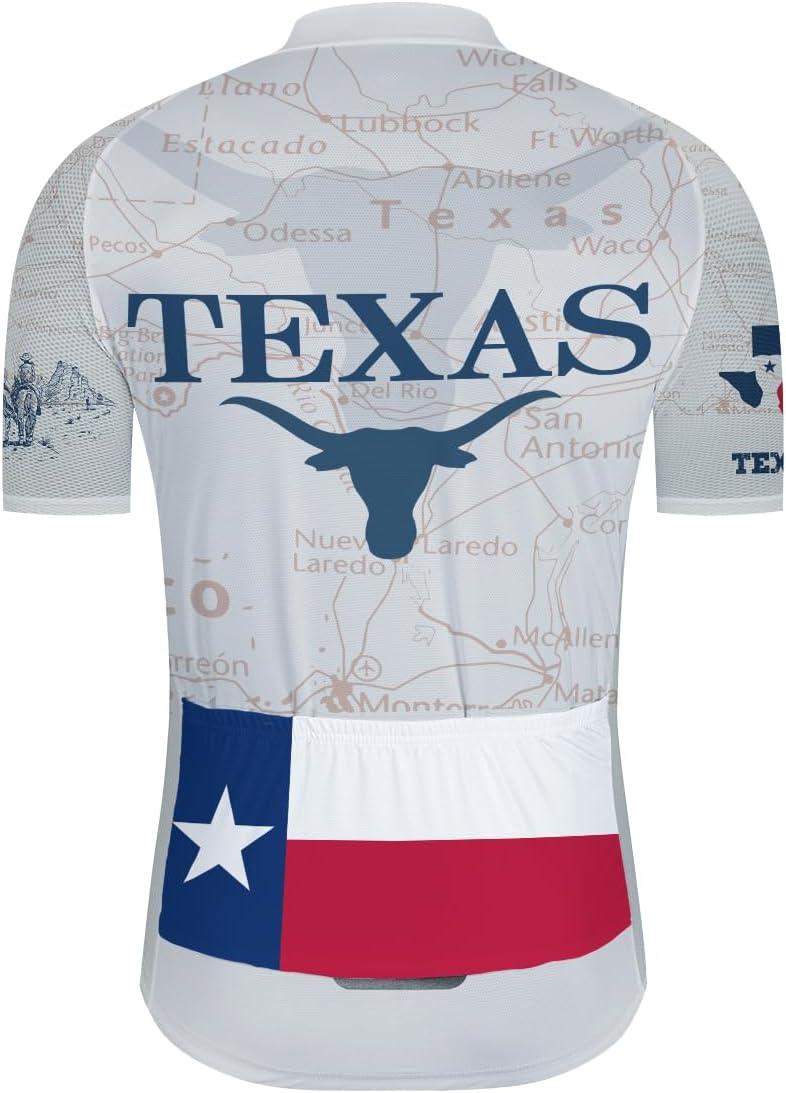 Texas Cycling Jersey Men's Texas State Cycling Shirt Flag Bike Short Sleeve Road Biking Wear Bicycle Shirt
