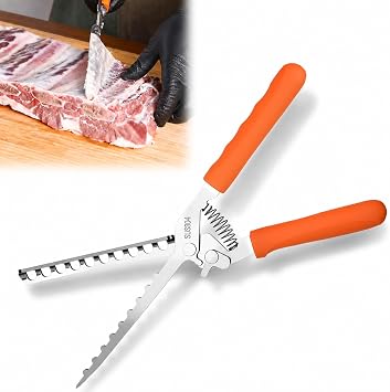 Rib Membrane Remover, Stainless Steel Cooking Accessories, Ergonomic BBQ Accessories, Dishwasher Safe Grilling Accessories, Barbecue Tool Set - Gift for Men Orange