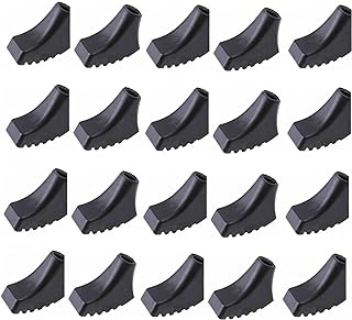 Suniney 20 PCS Trekking Pole Tips Pole Replacement Tips, Anti-Skid Hiking Walking Stick Tip Protectors, Replacement Rubber Cover Caps Paw Feet Tips for Standard Hiking Nordic Walking Poles Walking Canes Hiking Sticks(Black)