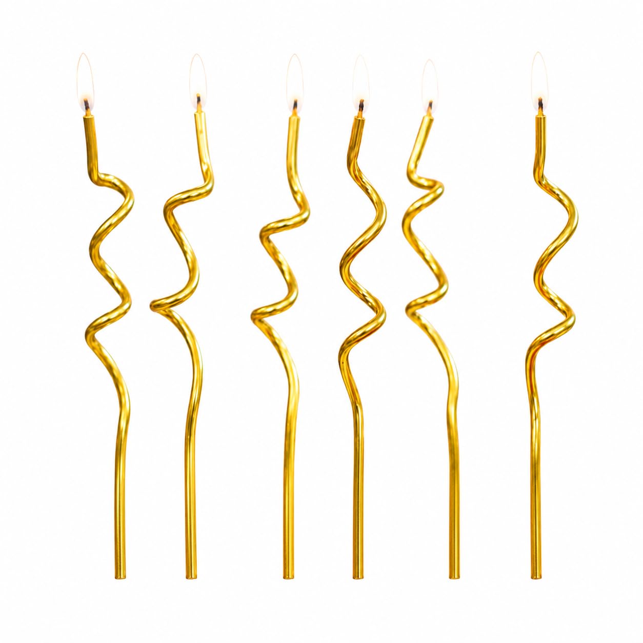 Patisserie Valerie Gold Curly Birthday Candles, Pack of 12