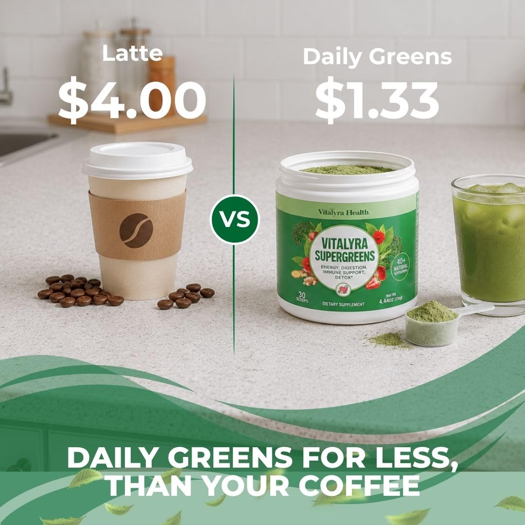 Vitalyra Super Greens Powder, Probiotics, 40+ Superfoods, Vegan Drink Mix — Amazon image 6