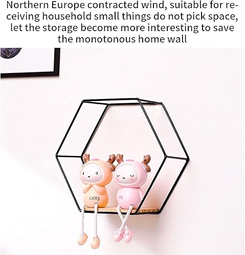 Miniatura 5 de Estantes flotantes hexagonales montados en la pared, juego de 3 en diferentes tamaños, estante de pared de metal moderno, estantes de almacenamiento