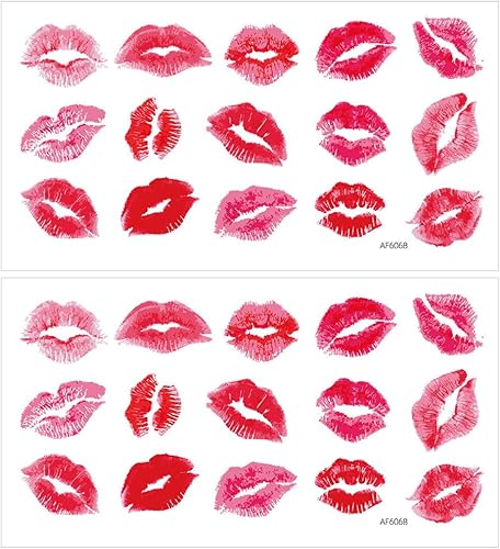 HOMSFOU Calcomanías de pared de labios rojos: calcomanías de pared de labios rojos para el día de San Valentín, calcomanías de besos para decoración