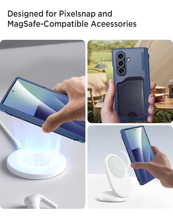 Miimall for Samsung Galaxy Z Fold 7 Case with S Pen and Built-in Screen Protector & Pen Holder and Hinge Protection, Frosted Translucent Cover for Samsung Z Fold 7, Blue by Miimall - Image 7
