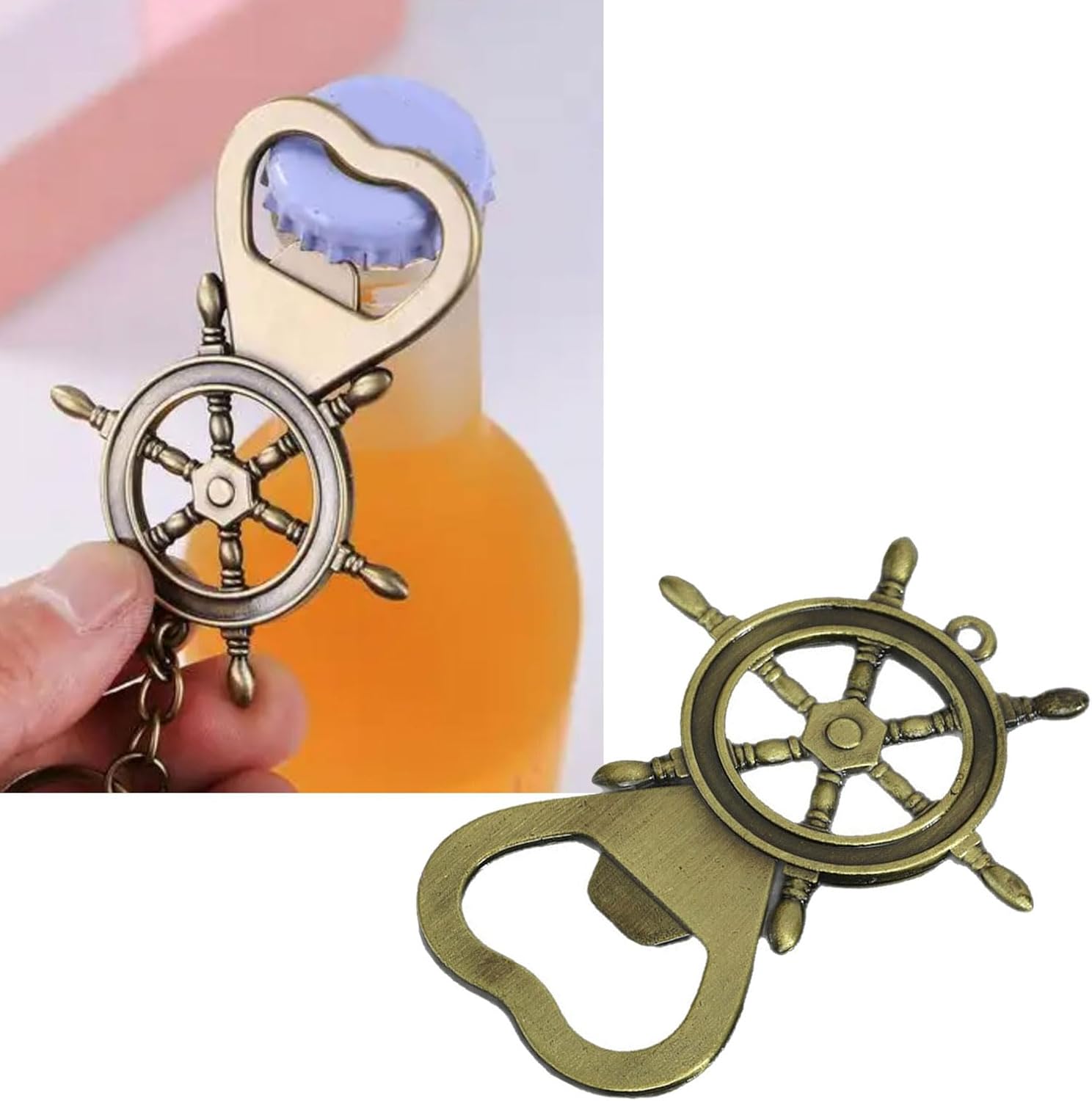Unique Sea Themed Alloy Rings Practical Zincs Alloy Bottle Opener Keychain Accessories for Everyday Use Creative Rudder image 2