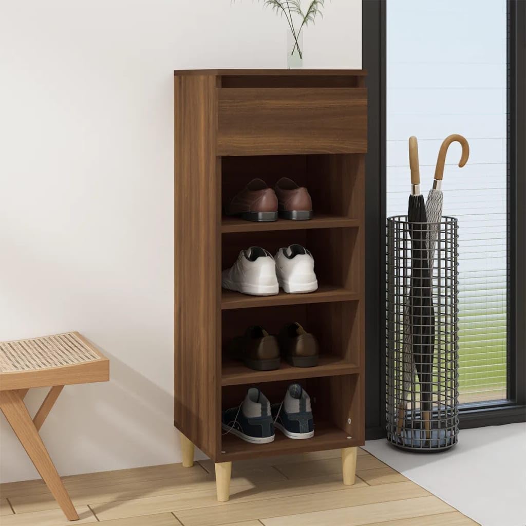 Armoire à chaussures en bois d'ingénierie chêne marron au design intemporel