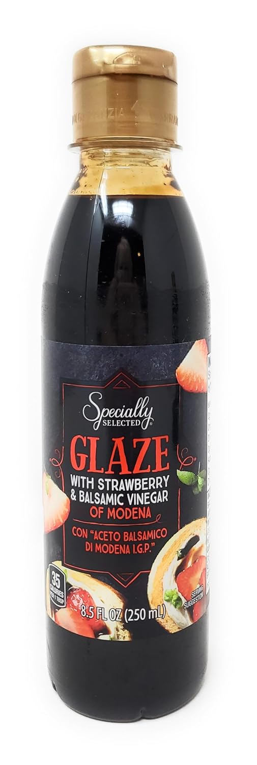 Balsamic Glazes with Strawberry and Balsamic Vinegar of Modena 8.5 fl oz/250 ml, Product of Italy, (Pack of 2)