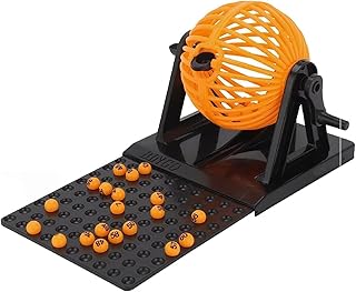 Romaxx Bingo Game Set Bingo Lotto Traditional Family Party Game Play Set Bingo Machine with 90 numbered Balls 12 Cards and 4inch ABS Bingo Cage Family Game kids Fun Game, Gift For Kids Children