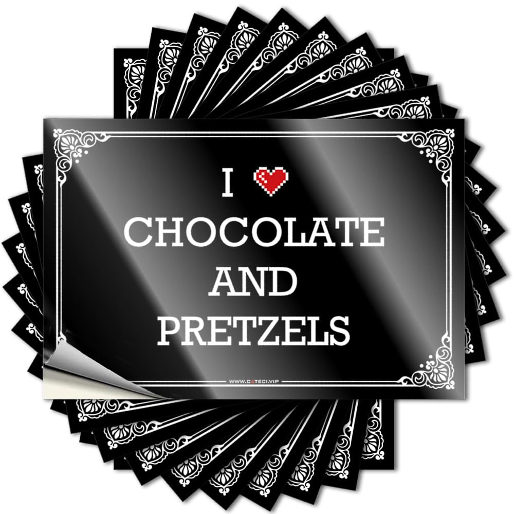 Cheap Funny Sticker, Retro Kitchen Decor Window I Love Chocolate and Pretzels | Funny Quote Things Decals(12X18CM)