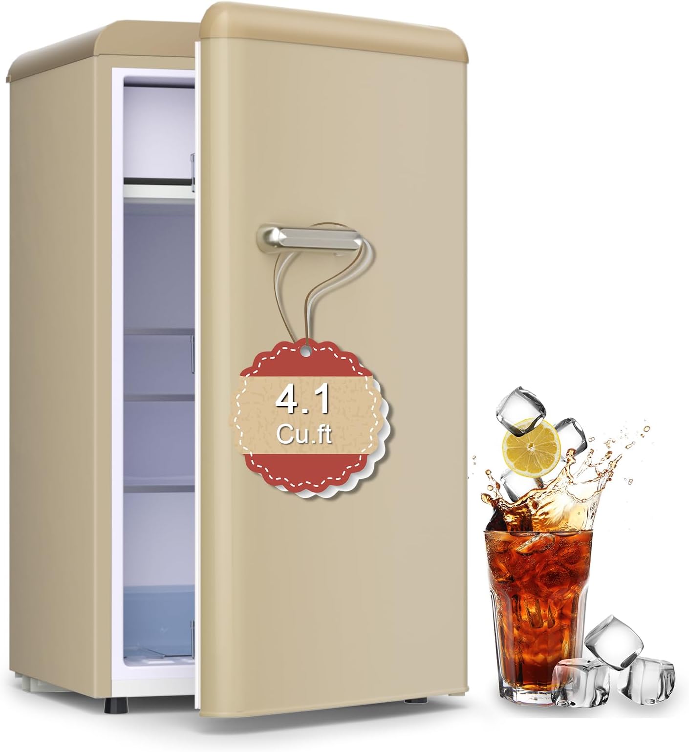 Amazon.com: Maine Retro Refrigerator with Freezer, Mini Fridge for ...