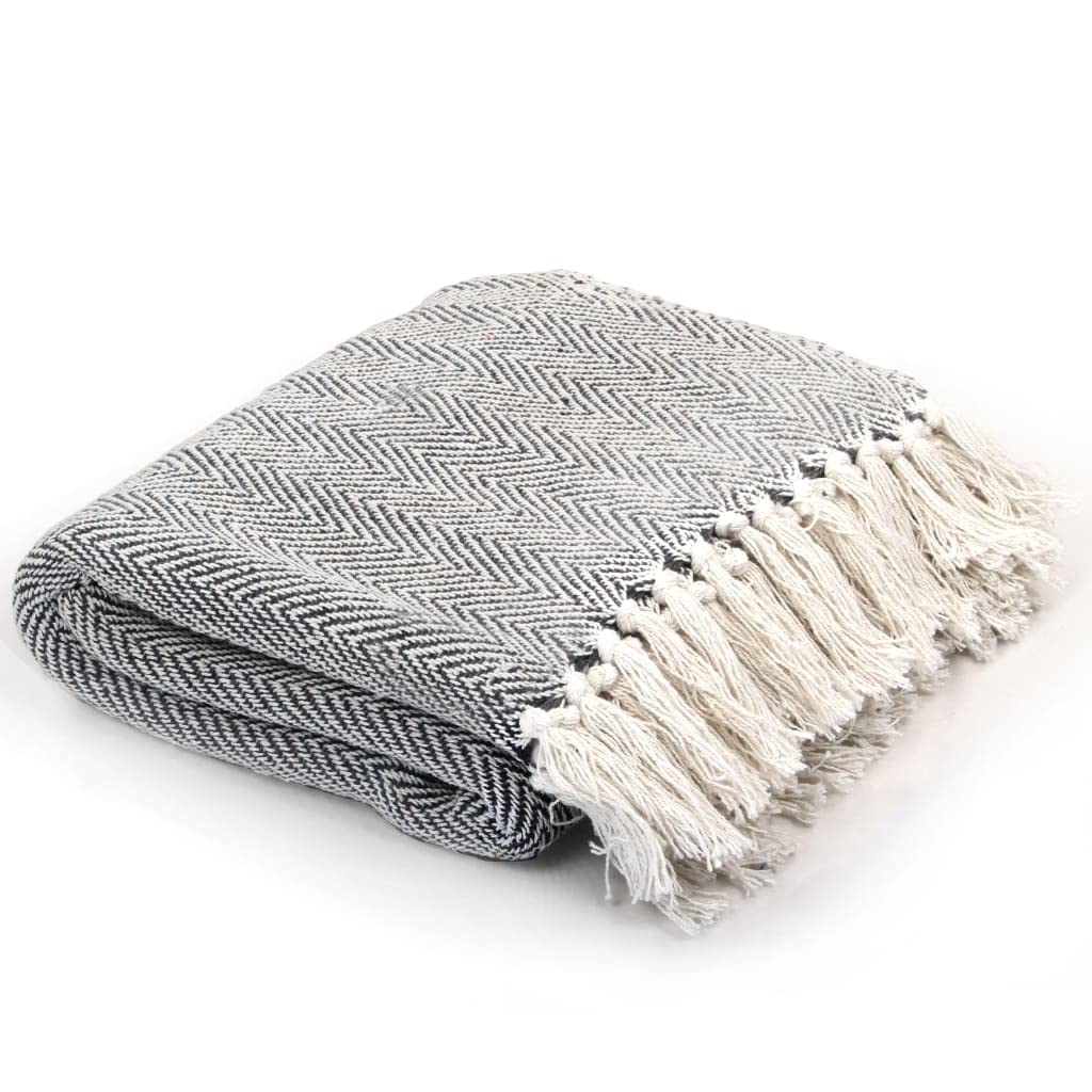 Vidaxl Navy Blue Throw Cotton Decorative Sofa Blanket Throw Blanket For Chair Bed Blanket For Bed Couch Camping Chair Herringbone 160X210 Cm
