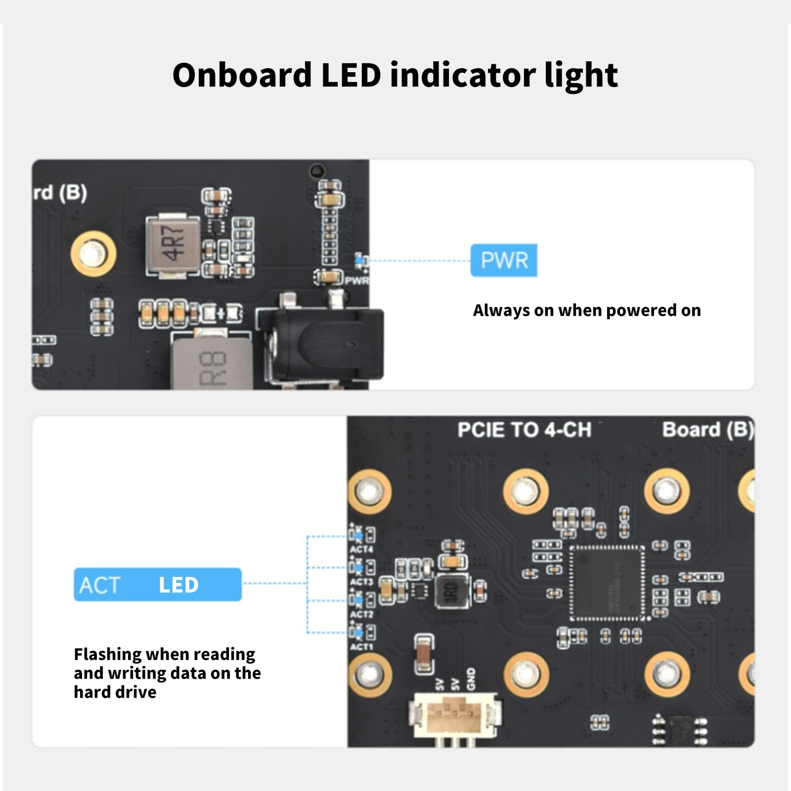Tarjeta adaptadora PCIe a 4CH NVMe de 4 puertos con luz LED para adaptador PCIe NVMe 2280/2260/2242/2230