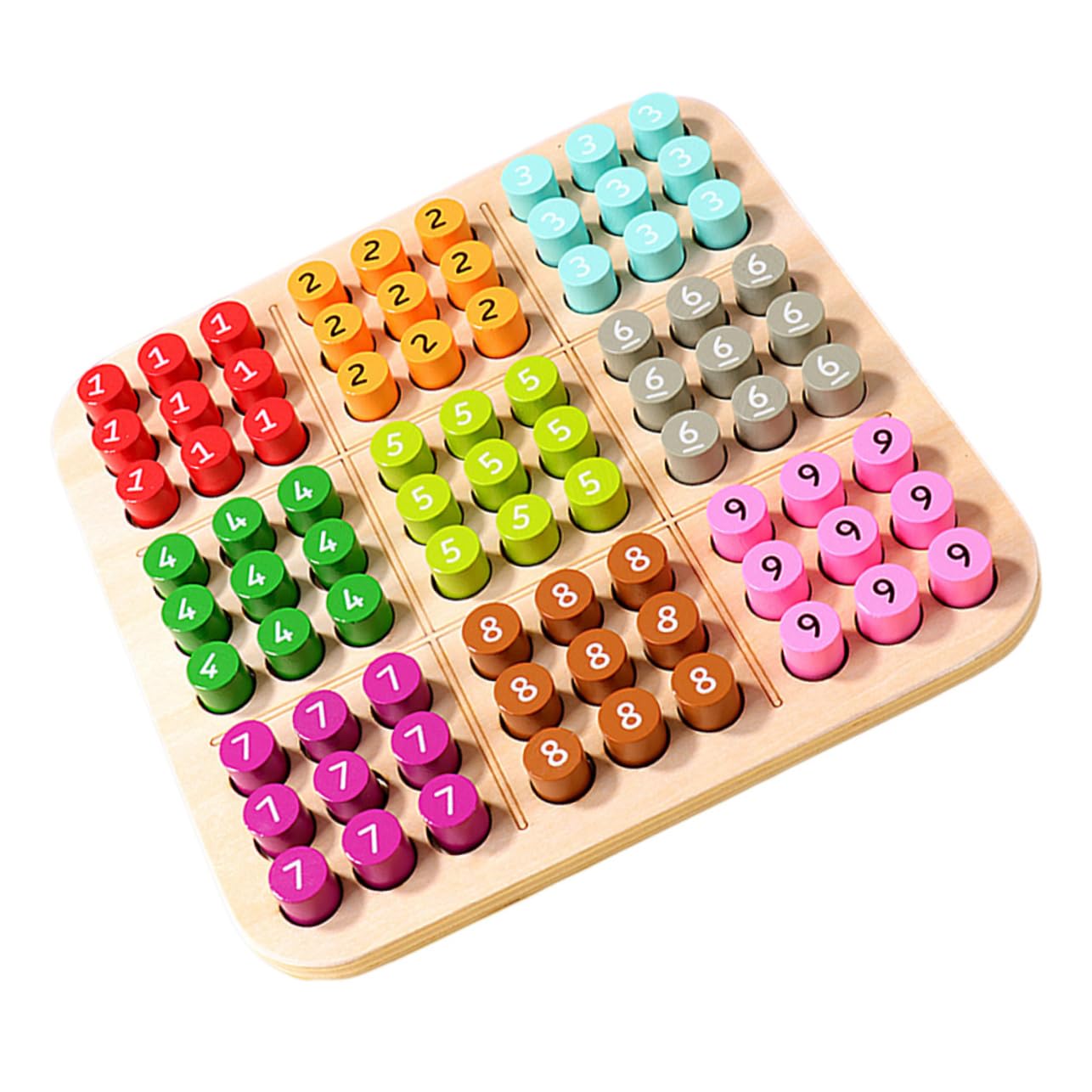 UPKOCH Holz Sudoku Brettspiel Lernspiel Denkspiel Holz Steckspiel Denkspiel für Vorschule Hand Augen Koordination und Gedächtnistraining Tragbar und Langlebig