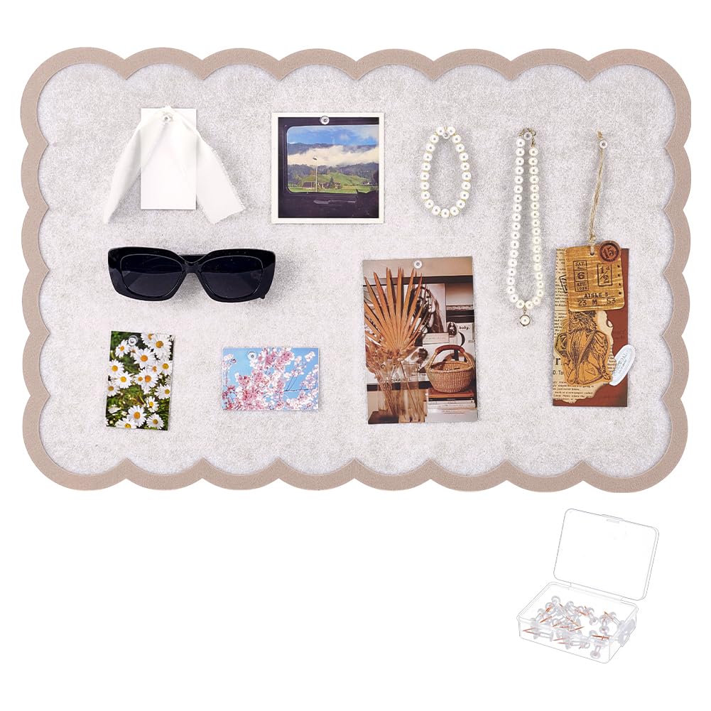 NBEADS 40x60cm Self-Adhesive Felt Bulletin Board Wall Stickers, 10mm Felt Material Pin Board Rectangle Shape Vision Board with 20 Push Pins for Home Office Wall Decor