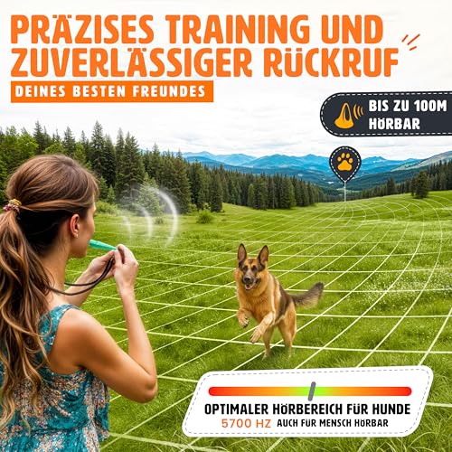 ENERO® Hundepfeife mit praktischem Umhängeband - Perfektes Hundezubehör mit genormter Frequenz - Ideal für Hundetraining - hörbar & weitreichend (Türkis)