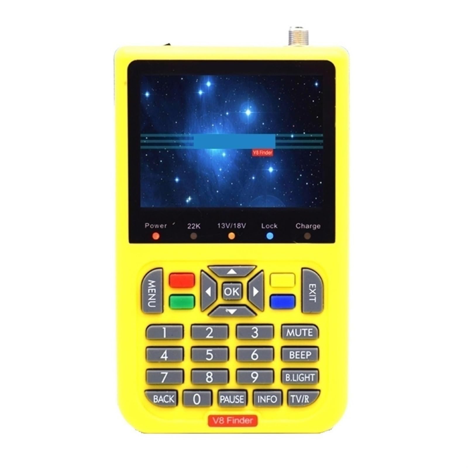 Buscador De Satélite LCD 3,5 Pulgadas HD DVB-S/S2 Digital H.264 MPEG-4 DVB S S2 Medidor Full 1080P FTA Satfinder DeteccióN Precisa(Yellow)
