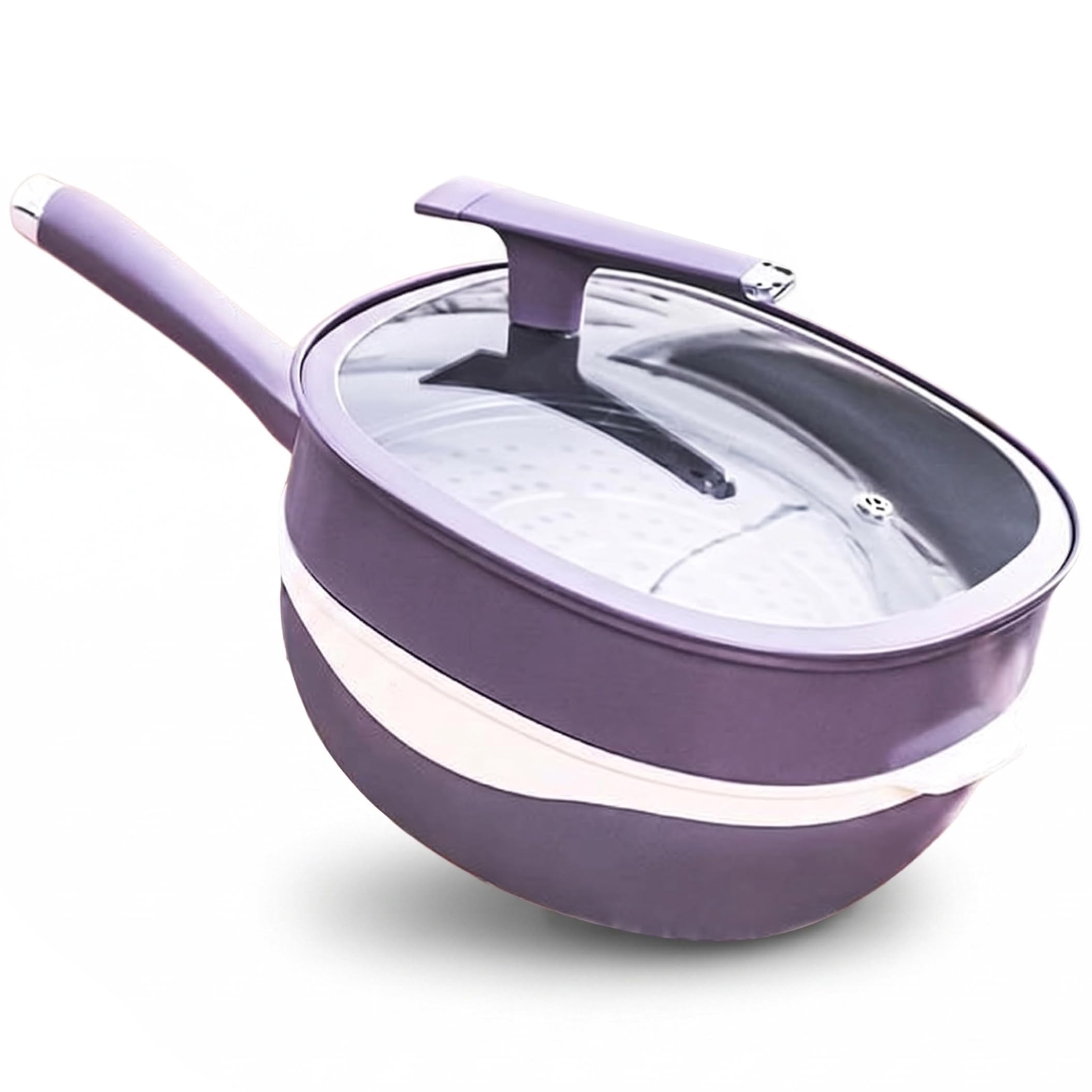 Tsawntd Titanium Pans, 1 Titanium Nonstick Cooking Pan With Lid, & Accessories, 32cm Ceramic Pan, Purple pans for cooking non stick