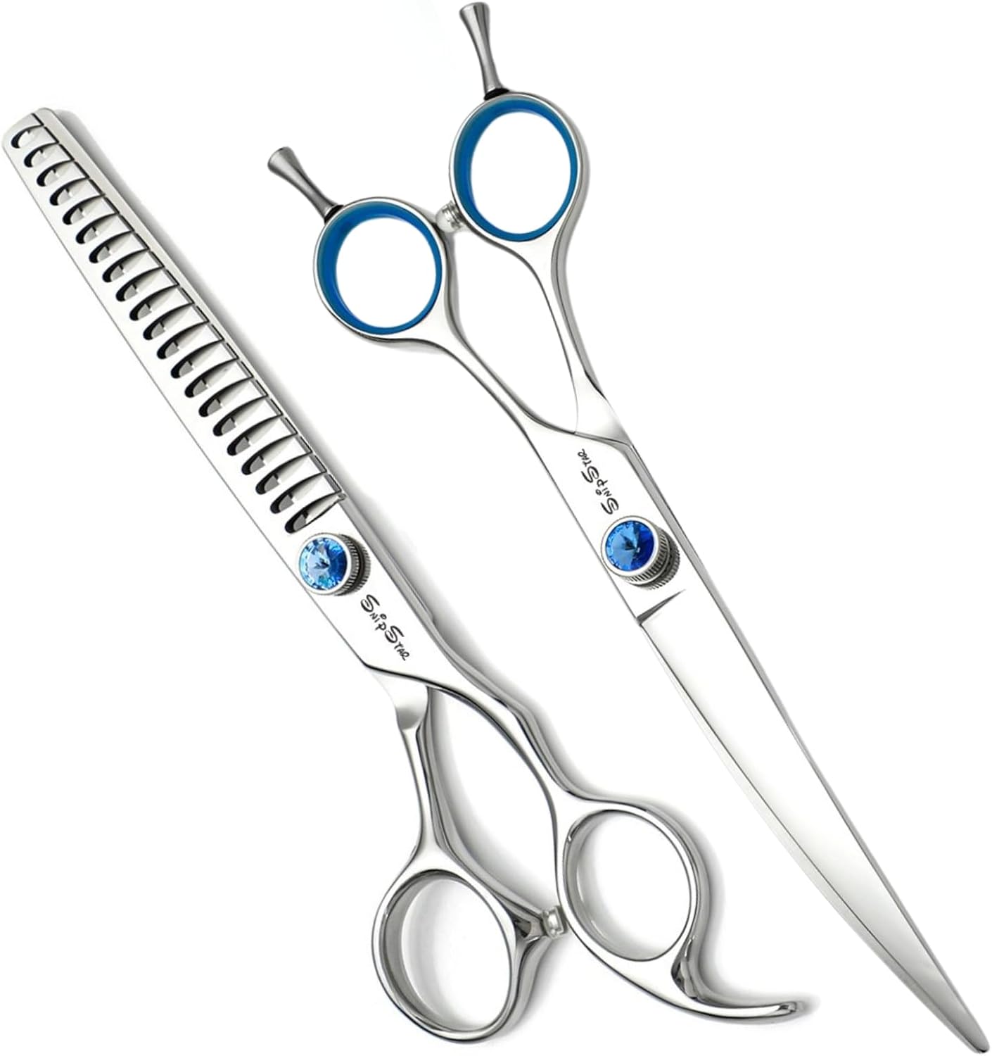 7in Straight Dog Grooming Scissors Professional, Japan 440C Steel Sharp, Premium Pet Grooming Shears, Light Weight Dog Trimming Scissors with Offset Handle, for Rabbits Cats Face Paw Ear Hair Cutting