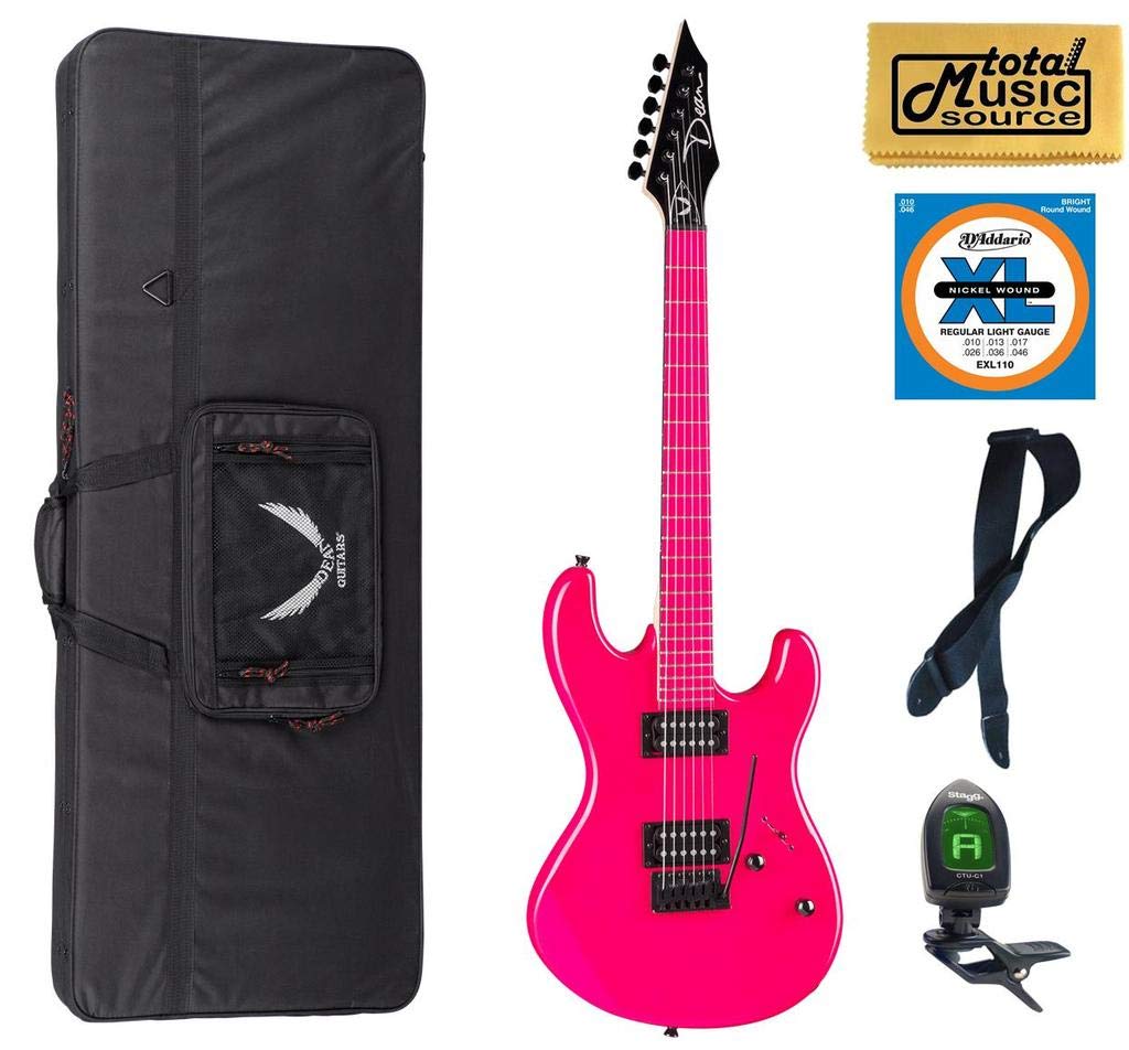Dean Custom Zone Electric Guitar, 2 Humbuckers, Florescent Pink, CZONE FLP LWPACK