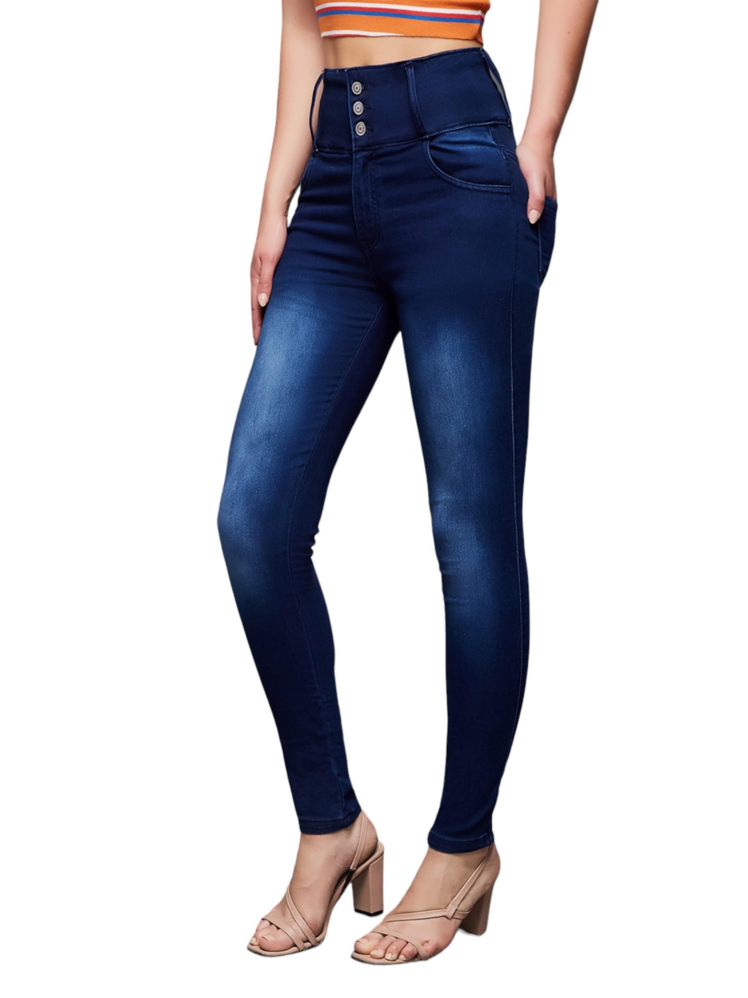 miss chase Women's Skinny Fit High Rise Regular Length Stretchable Denim Jeans-picture-22