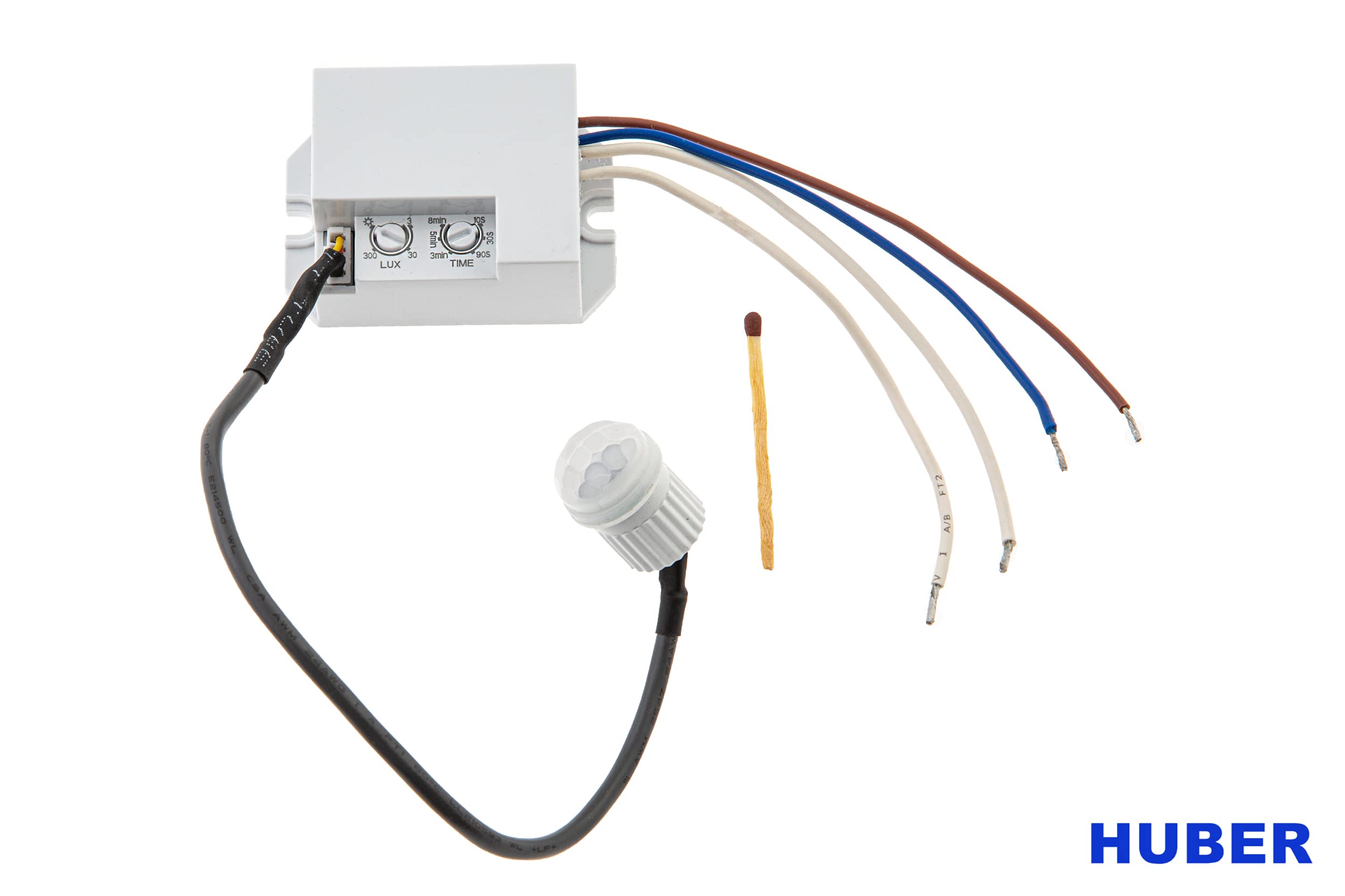HUBER Motion 19LV Mini détecteur de mouvement PIR 120°/360° pour montage intérieur/extérieur I Sensor IP65 I 12-24 V Détecteur de mouvement intégré Petit avec potentiomètre