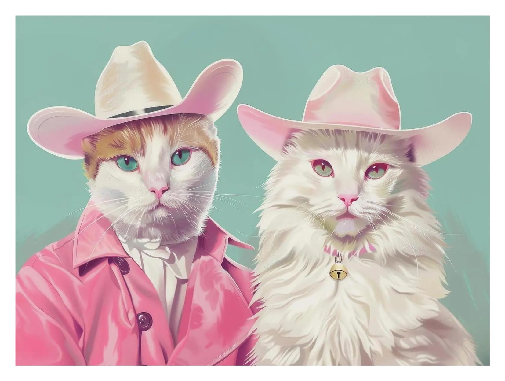 Xenite N Wall Art Canvas Prints Whimsical Funny Cowboy Frog Oil Posters Trendy Wild Cats West Prints Canvas Painting Wall Art Pictures Home Room Decor(,50X70cm)