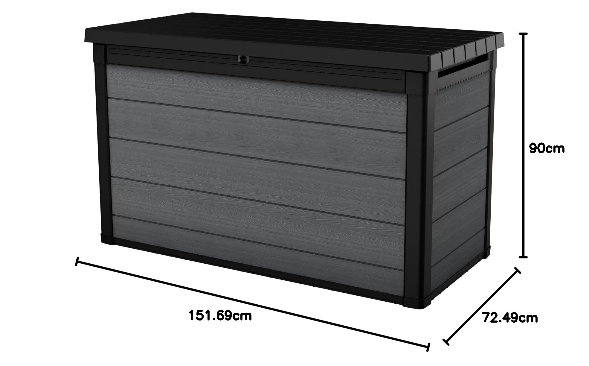 Keter Cortina - Caja para cojines (200, 757 L, dimensiones exteriores: 151,7 x 72,5 x 90 cm, resistente a la intemperie, impermeable, material Evotech)