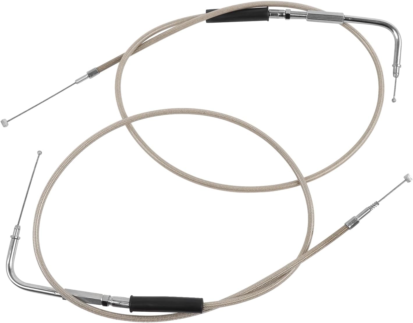 39" Throttle Idle Cable Stainless Steel Braided Throttle Cable Wire Kit Compatible with Harley Road King Dyna Softail FLH FLT 1996-2007 FXD FLST FXST 1996-2010
