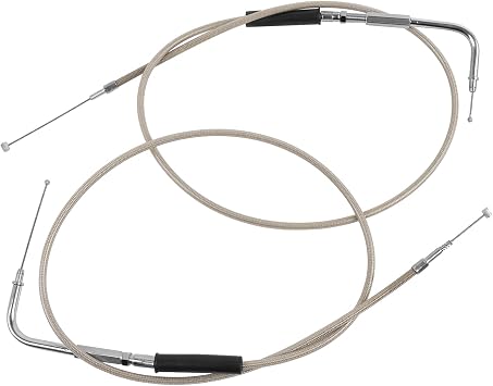 39" Throttle Idle Cable Stainless Steel Braided Throttle Cable Wire Kit Compatible with Harley Road King Dyna Softail FLH FLT 1996-2007 FXD FLST FXST 1996-2010