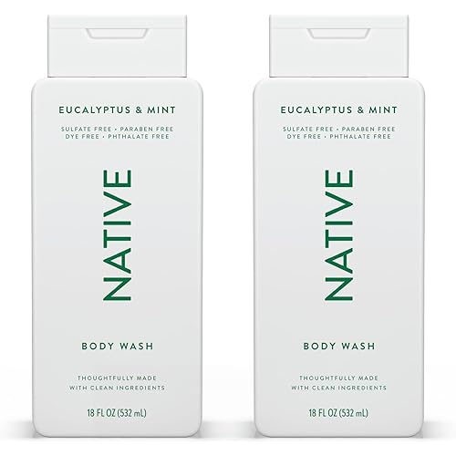 Native Body Wash Contains Naturally Derived Ingredients | For Women & Men, Sulfate, Paraben, & Dye Free Leaving Skin Soft and Hydrated | Eucalyptus & Mint 18 oz - 2 Pk