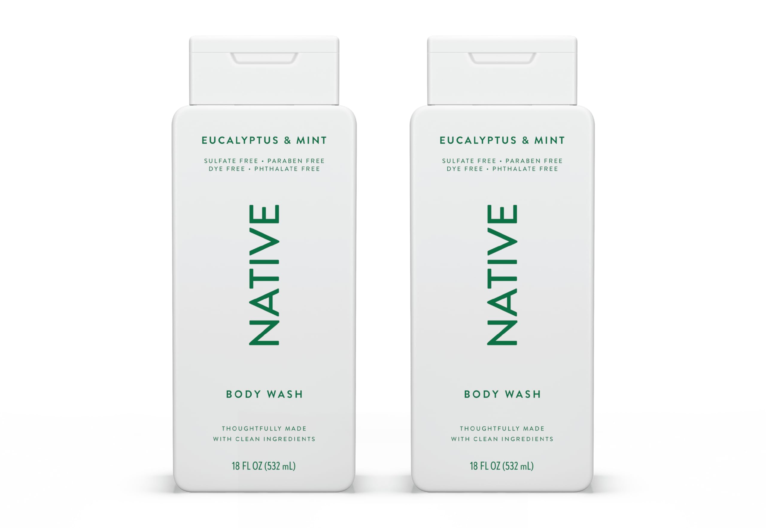 Native Natural body sabonete para mulheres, homens | Sem sulfate, sem parabens, sem corante, com ingredients limpos naturally derived deixando a pele macia e moisturizer, eucalyptus e mint - pacote