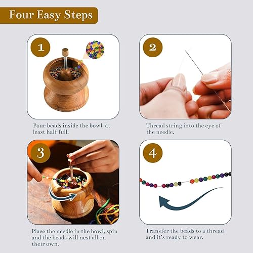 Vista 9 de Compra hilandero de cuentas de semillas LC con aguja de cuentas de ojo grande, kit de cuentas de cintura para hacer pulseras y manualidades, 6x4.5