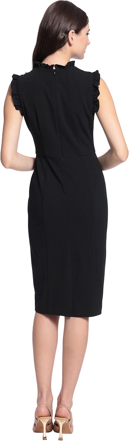 Maggy London Womens Ruffle Neck and Armhole Sheath Dress - Image 3