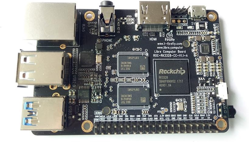 Firefly ROC-RK3328-CC Single Board Computer with Gigabit Ethernet and USB 3.0 Suppport Android and Ubuntu for DIY Electronics & Smart Robot (2GB DDR4)