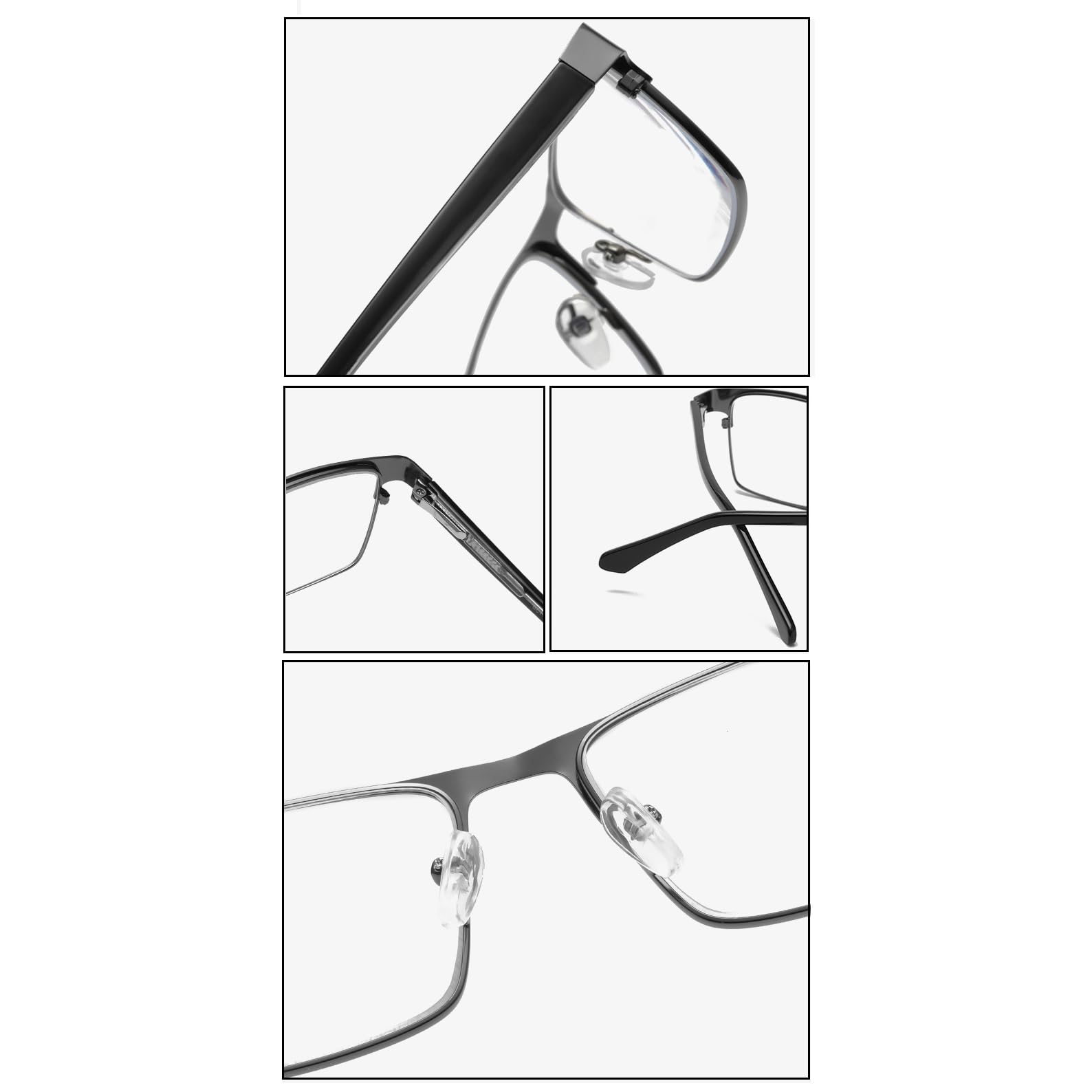 JIETIAN Gafas de Lectura HD Anti-Luz Azul para Hombre, Monturas de Metal Business Lentes Asféricas Anti-Fatiga para Lectura/Oficina,02,+3.0