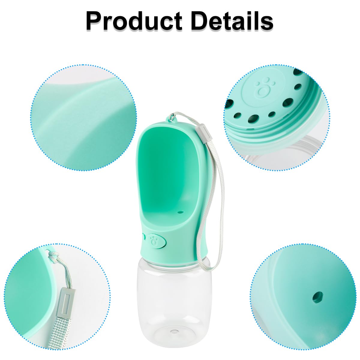 Thyonta Dog Water Bottle Portable Pet Travel Cup with Leak-Proof Design Wide Water Trough for All Pet Sizes Eco-Friendly and Durable for Travel Walking Outdoor Use (Blue) - Image 3