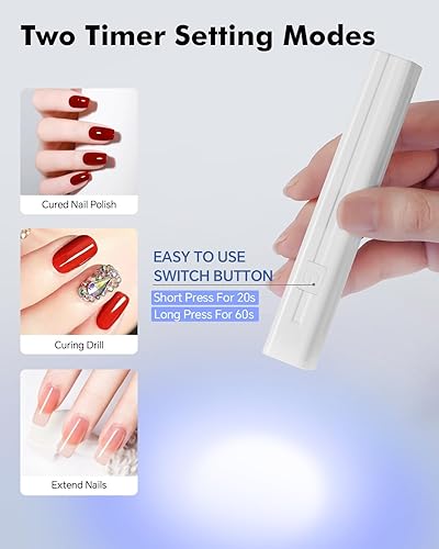 Miniatura 2 de MIRAGE LAYON Luz UV de mano para uñas, mini luz de uñas para uñas de gel, lámpara LED de uñas, mini secadora de uñas portátil para curar esmalte de