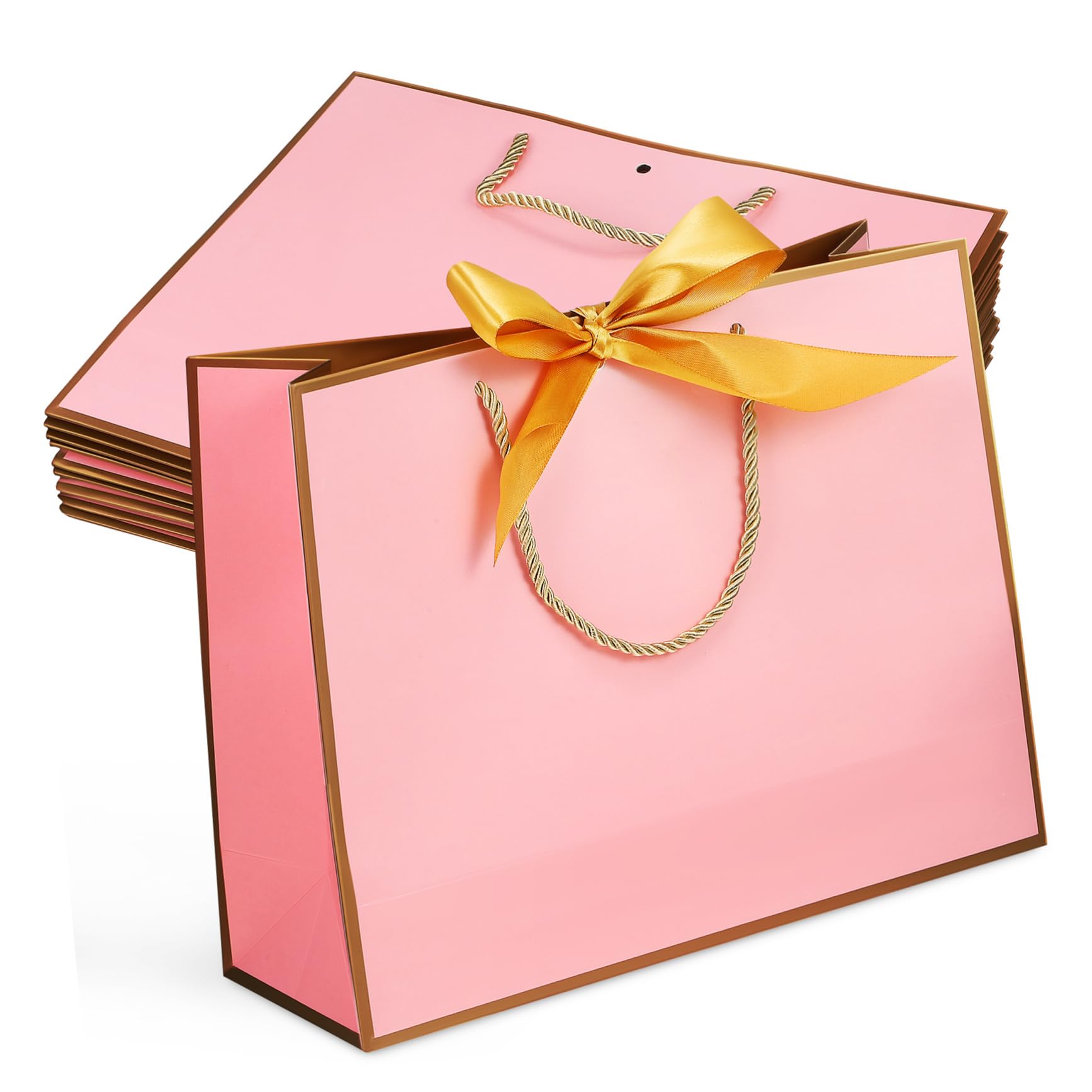 10 Pezzi Sacchetti Regalo di Carta Rosa Manici per Party