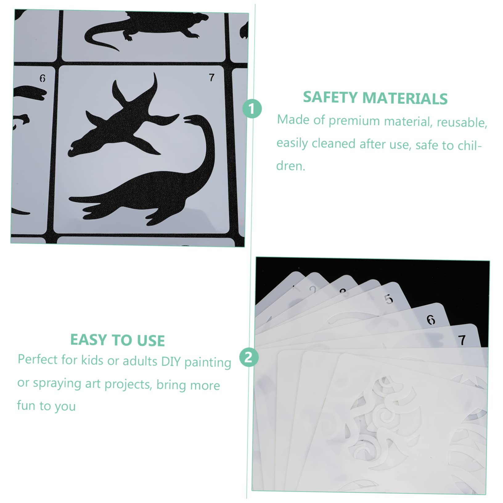 SEWOART Plantillas de Plástico de Dibujo 10 de Dinosaurios Reutilizables de Color Claro Fáciles de Limpiar y Creativas para Pintura Artística DIY Aerosol para Niños y Adultos