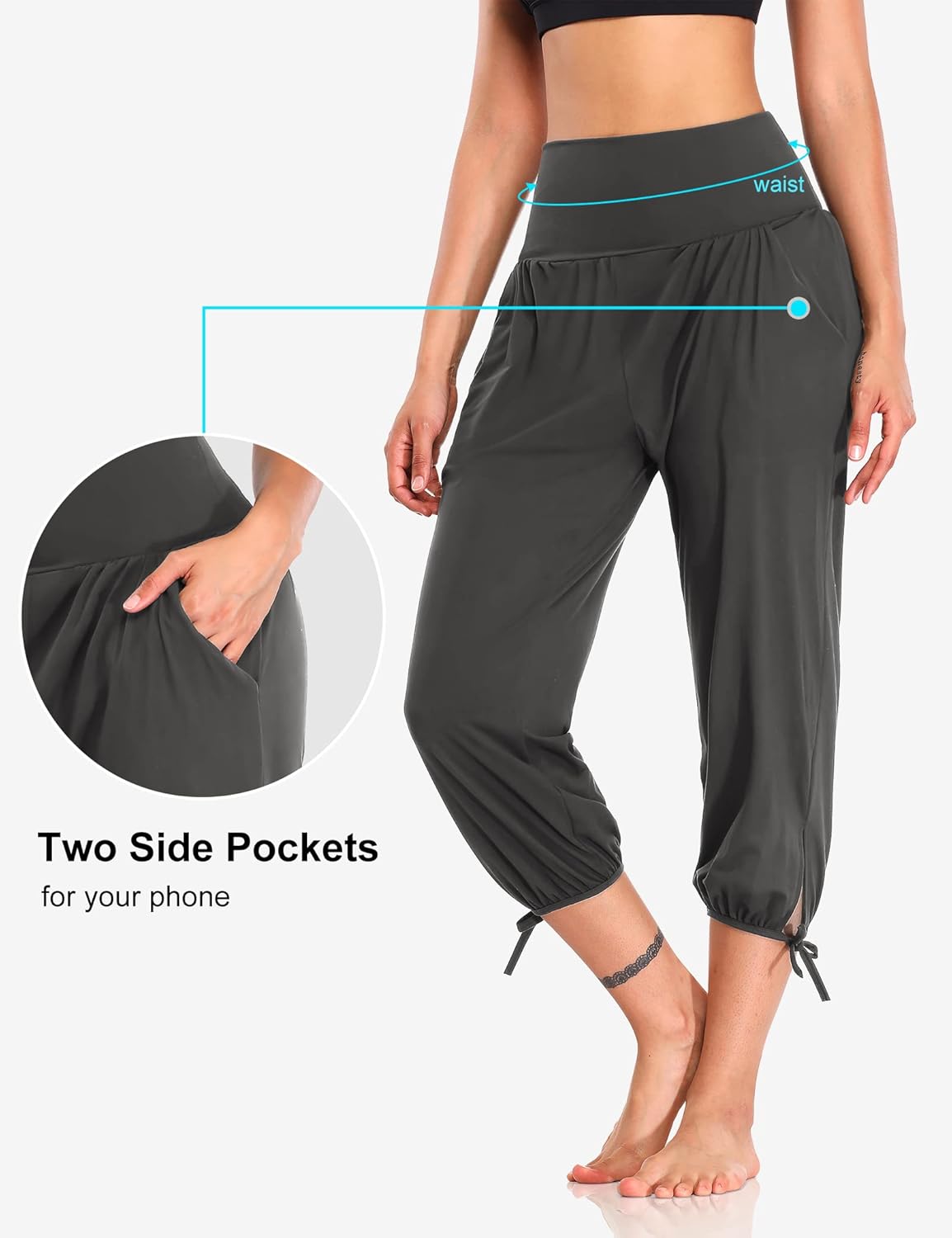 DIBAOLONG Womens Yoga Pants Capri Loose Workout Sweatpants Comfy Lounge Joggers with Pockets - Image 4