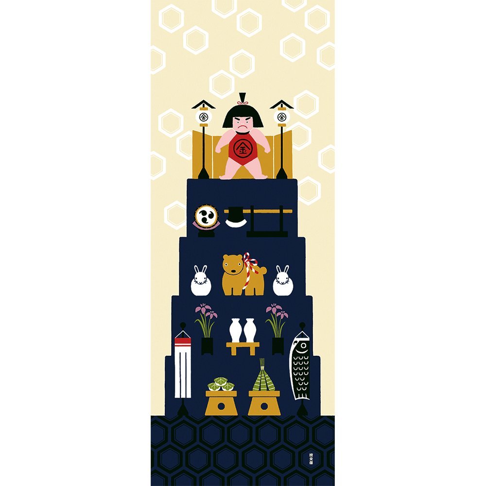 Hamonnayo Tenugui May Tier Decoration Cotton Wall Hanging 13x35in Japan