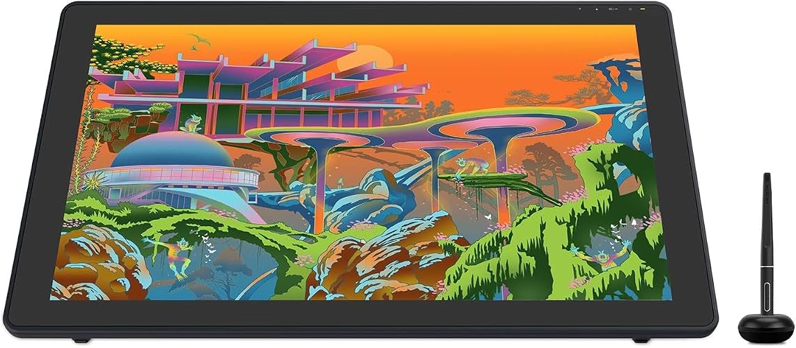 HUION Kamvas 22 Plus QLED Drawing Tablet with Screen, FHD,140% sRGB, 21.5" | Full Lamination, Anti-Glare Glass and PW517 Battery-Free Pen, ±60° Tilt – for Mac, Windows, Linux & Android - 21.5 Inch - Black