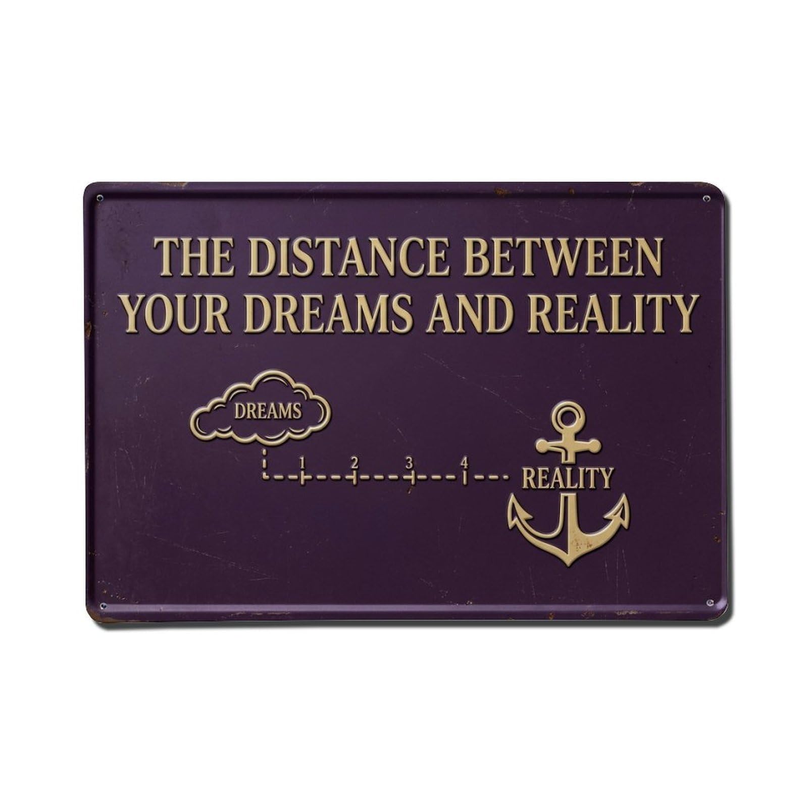Distance between Dreams Distillery Retro Motivational Slogans Metal Tin Sign Plaque Wall Decor for Cafe, Club Bar, Office, Home Garden Metal Poster 8x12Inch