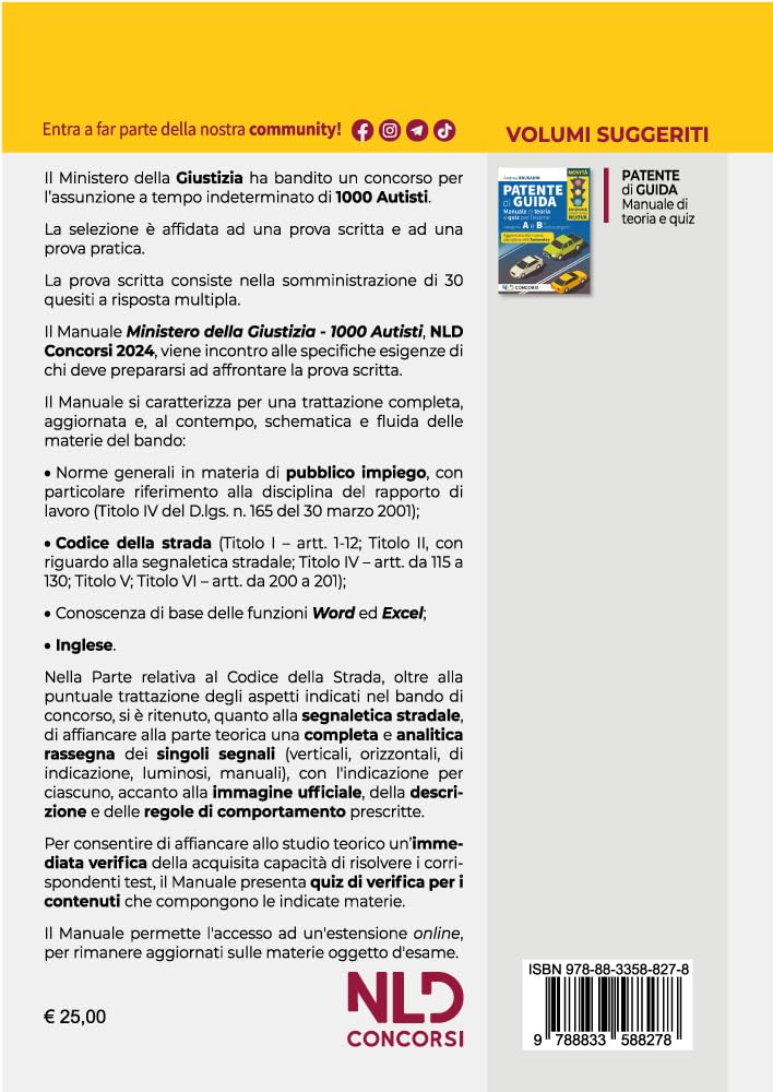 Concorso Ministero della Giustizia. 1000 autisti. Manuale + quiz per il concorso 2024. Con espansione online