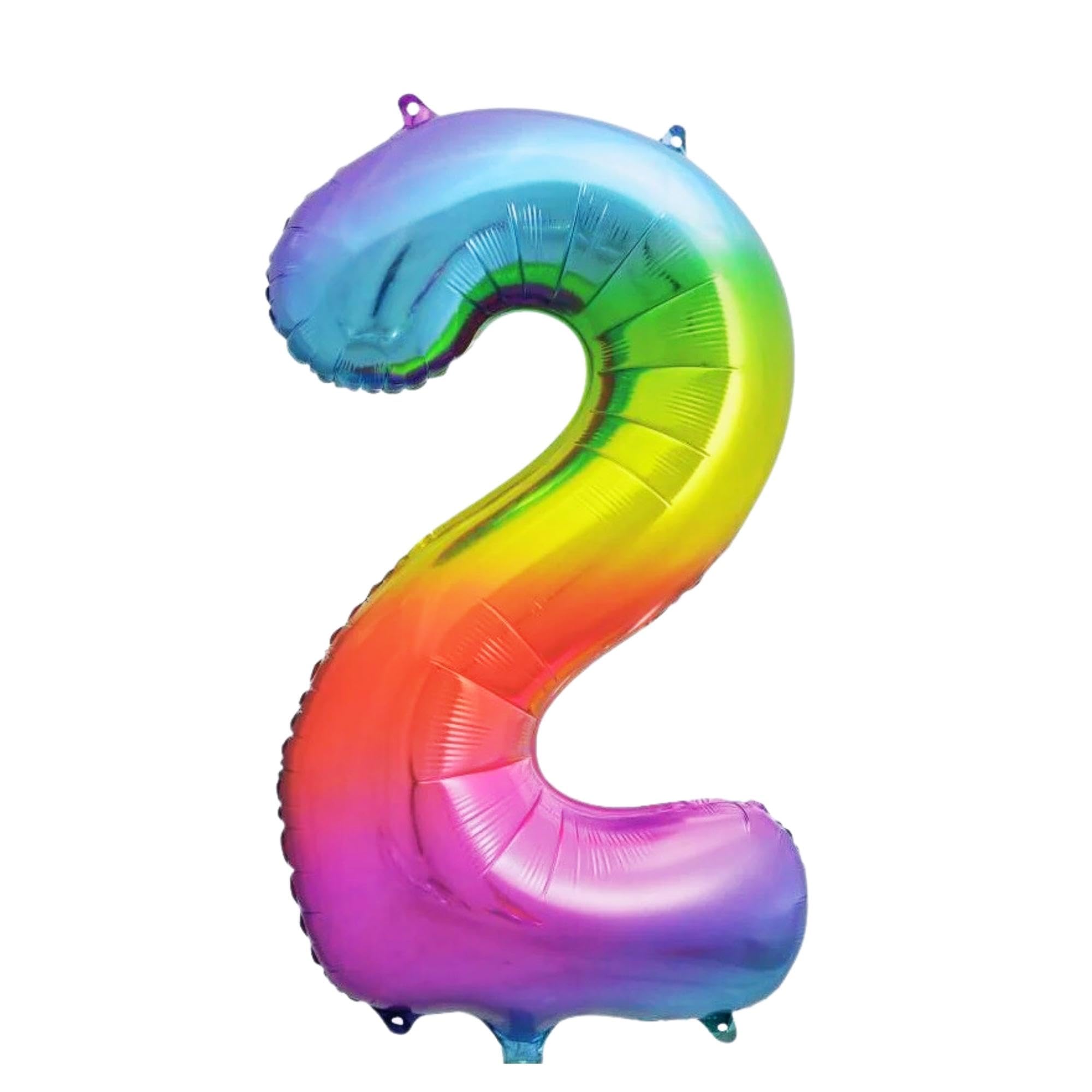 40 inch Number 2 Foil Balloon | Rainbow Gradient multicolor design | Big Large Forty Inches Multicolored Party Balloons | Birthday Decoration | Num Two