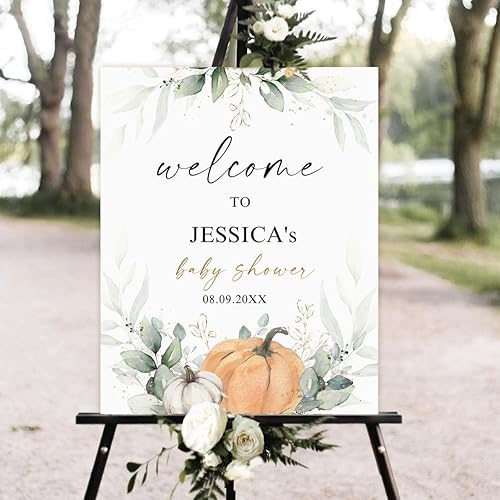 Miniatura 34 de Letrero de bienvenida personalizado de Halloween para baby shower, Little Boo Is Almost Due, decoración imprimible de Halloween, decoración