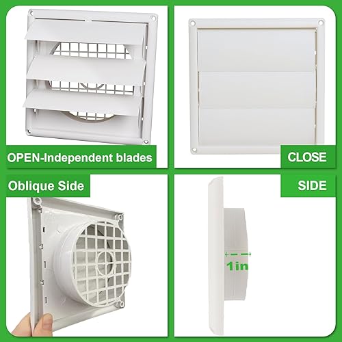 Miniatura 3 de Swess Cubierta de ventilación de secadora de 6 pulgadas, campana de ventilación de secadora con rejillas de ventilación para secadora al aire libre,